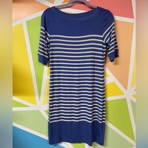 Banana Republic Blue and White Striped Short Sleeve Jersey Dress Women’s xs